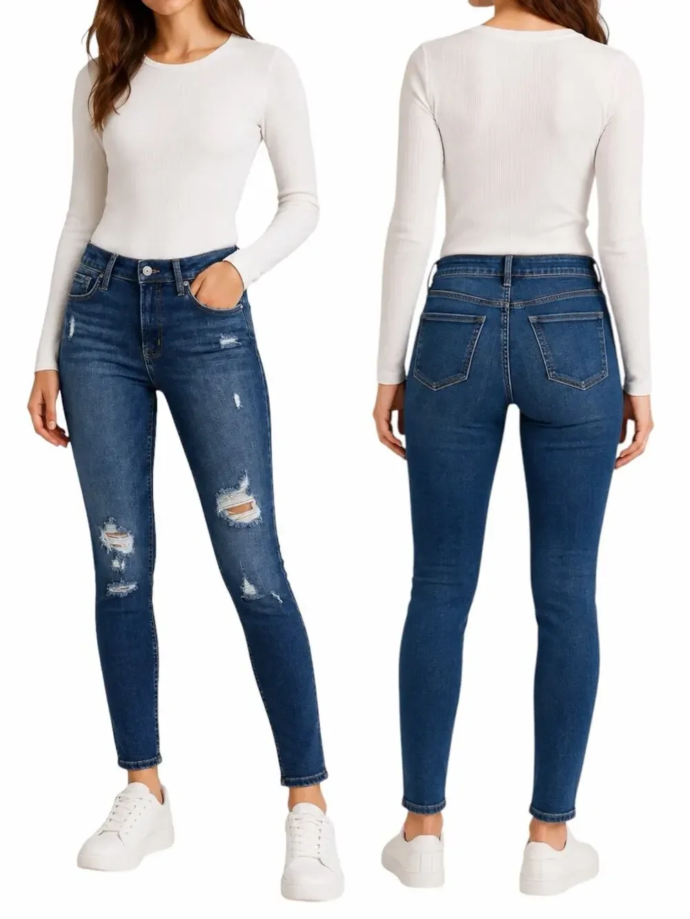 Old Navy Rockstar High Rise Super Skinny Jeans Distressed Size 0